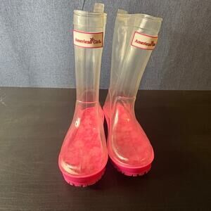 American Girl Wellie Wishers 10/11 Clear Pink Rain Boots